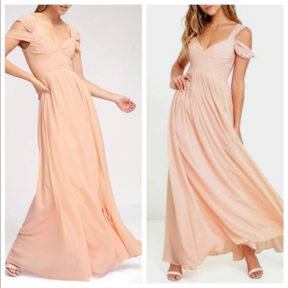 NWT Lulus Make Me Move White Maxi Dress in Blush Size Small‎
